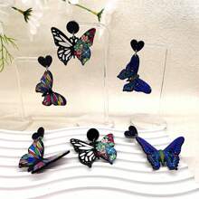 1 đôi Bông tai mặt dây chuyền nhiều màu hình hoa và bướm bằng nhựa acrylic hợp thời trang theo phong cách Bohemian, hoàn hảo cho trang phục hàng ngày của phụ nữ và bữa tiệc bãi biển mùa hè - hoa bướm - Xem 9