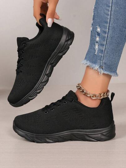 2023 neue leichte, atmungsaktive, gestrickte Mesh-Schnürsneaker für Frauen, einfach zu waschen, für Sport, Laufen, Lässig, Gehen, Fitness