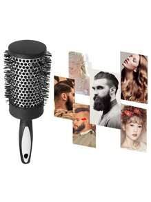 1件装女士美发造型尼龙卷发刷，带导热铝管和刘海造型工具，方便在家轻松卷发、梳理头发，美发造型工具，发饰 - 彩色 - 查看 5