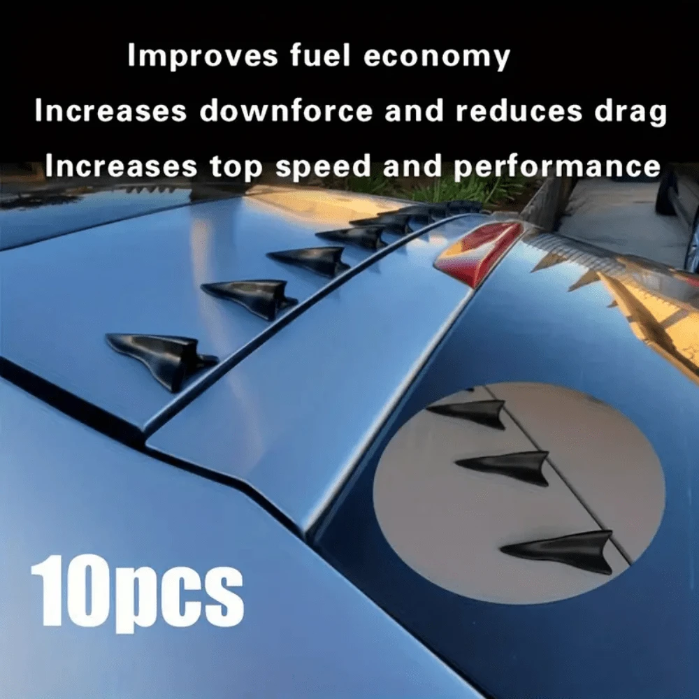 10pcs Carbon Fiber Spoiler Wing Rear Sunroof Window Tail Lip Trim