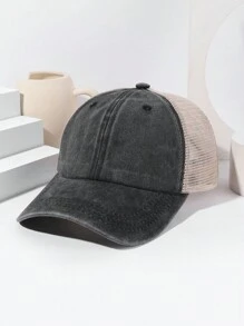 1pc Women's Vintage Mesh Baseball Cap, Fashionable Distressed Hat With Adjustable Circumference, Versatile Trucker Hat For Sun Protection And Breathability, Suitable For Outdoor And Daily Wear - A - View 3