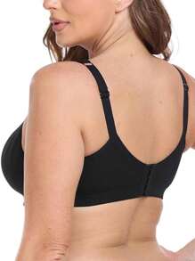 Sujetador de algodón inalámbrico para mujer, ropa interior para dormir diaria, camiseta cómoda - Negro - Ver 5