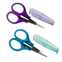 1 pièce paire de Petites ciseaux d'artisanat, petits ciseaux de voyage avec couvercle, ciseaux tranchants polyvalents, ensemble de ciseaux de couture mini à pointe droite, coupe de papier de précision en détail, violet/bleu