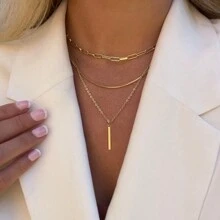 3pcs Đơn giản Dài Nhiều lớp Vòng cổ mặt dây chuyền Bộ Đối với phụ nữ , Mặc hàng ngày , Kỳ nghỉ , Ngày đêm , Qủa tặng - Bạc - Xem 2