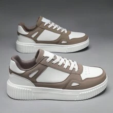 Męskie sznurowane, codzienne sportowe tenisówki, modne białe buty