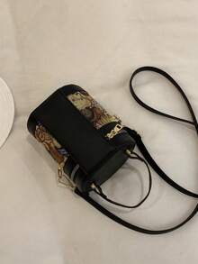 全新粉色迷你学院风 Ringer 水桶包 手提包 斜挎包 单肩包 女士包 手工编织沙滩水桶包 - 黑色 - 查看 9