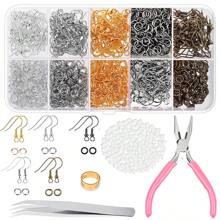 Kit para hacer ganchos de pendientes con 1350 piezas que incluye 200 tapones de oídos, 1000 anillos de salto, respaldos y pinzas de joyería, para hacer y reparar pendientes. - Multicolor - Ver 1
