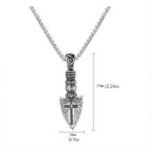 1pc Men's Arrow Shield Cross Pendant Necklace Retro Celtic Rune Punk Accessory Gift - Silver - View 3
