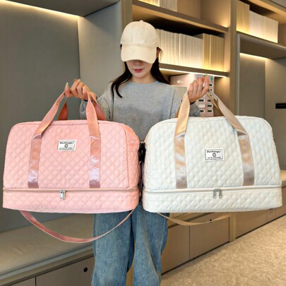 Solid Color Unisex Travel Luggage Zipper Tote Bag, Multifunctional With Independent Shoe Compartment, Large Capacity For Easy Outdoor Storage, Lightweight Shoulder Bag Traveling Bag Travelling Organizer Outfit Airport Travel Clothes Travel Stuff Luggage Bag Christmas Gift Ideas Women Girls Xmas Gifts For Mum Birthday Gift Mom Friend Gym Bag Sport Bag Training Pack For Vacation Holiday Thanksgiving Day Thank You Gifts Back To School Supplies