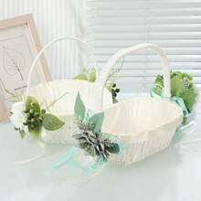 1入組仿真花裝飾結婚慶典手持花籃，派對水果籃，藍色，適用於花童，伴娘或節日派對禮物 - 彩色 - 查看 2