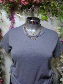 Blusa Doble Jareta Cuello Redondo TELA RIF,TELA ACANALADA TEXTURA FRESCA - Gris - Ver 3