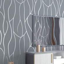 1 Rollo de papel tapiz no tejido con líneas geométricas, decoración de pared de lujo personalizada para dormitorio, sala de estar, estudio y cocina - Multicolor - Ver 6