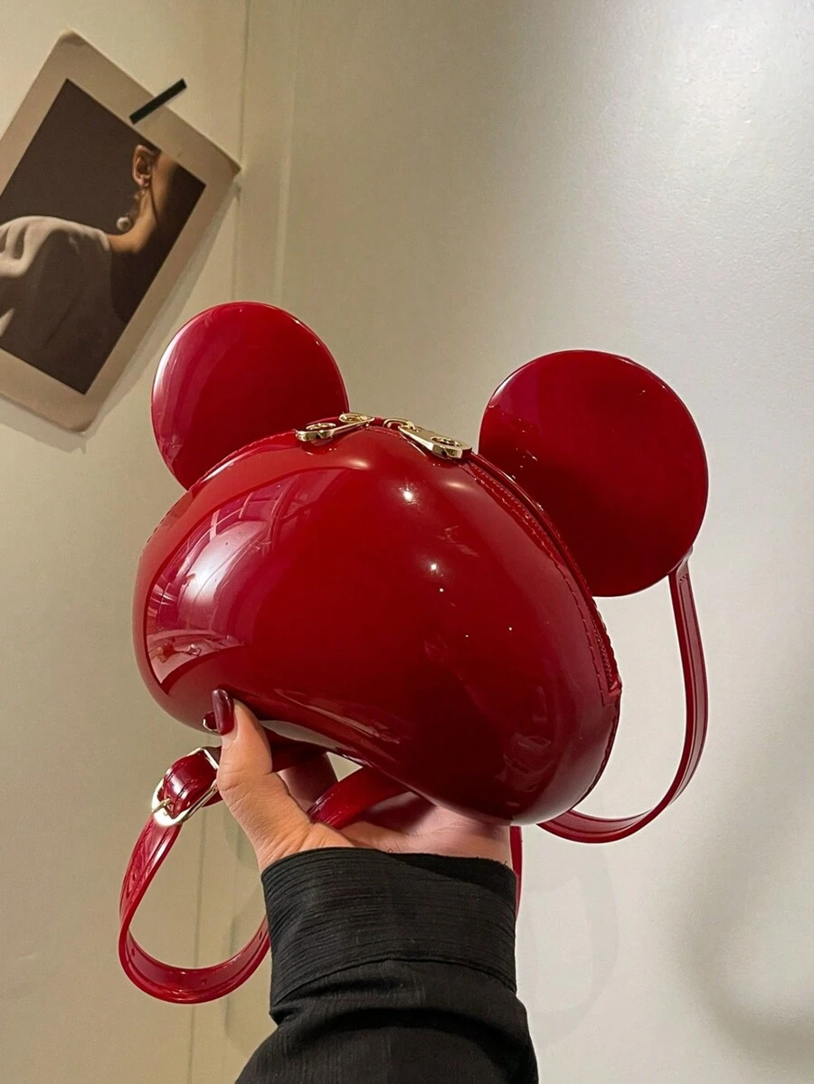 Spring/Summer Popular Jelly Ear Decor Cartoon Cute Mini Crossbody Bag, Valentine's Day Gift, For Phone & Coins