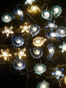 1 pièce Série océanique lumière de décoration en fil de cuivre LED en forme de coquillage, étoile de mer, hippocampe, conque