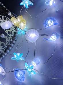 1 pièce Série océanique lumière de décoration en fil de cuivre LED en forme de coquillage, étoile de mer, hippocampe, conque