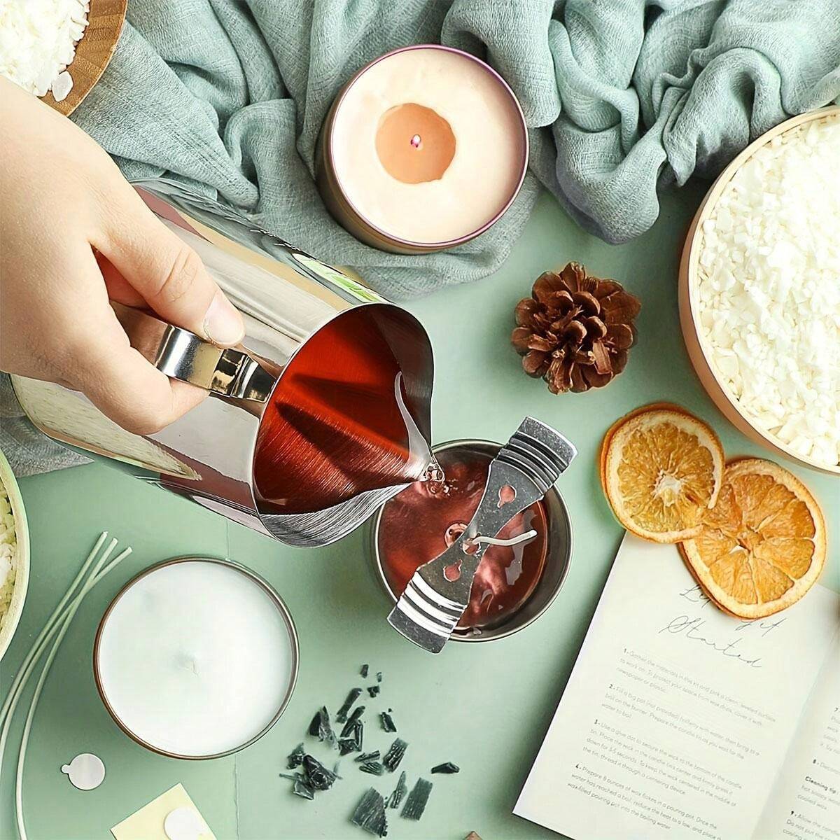 Kit Velas Artesanales Cera De Soja Natural Para Velas - 10 Libras, Copos Premium, Quema Limpia Cera Vegetal 10 Lbs