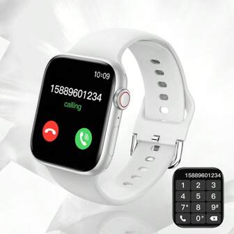 1pc Women's 1.44-Inch Touch Screen Multi-Functional Electronic Watch, With White Silicone Band, Equipped With Multiple Sports Modes, Camera Control, Social Software Information Reminder, Heart Rate And Sleep Monitor, Suitable For Casual And Sports Occasions, Gift Giving, Etc.