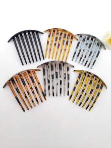 1把豹纹7齿防滑塑料发梳，适合日常佩戴 - 彩色 - 查看 6