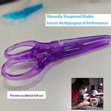 1 pièce paire de Petites ciseaux d'artisanat, petits ciseaux de voyage avec couvercle, ciseaux tranchants polyvalents, ensemble de ciseaux de couture mini à pointe droite, coupe de papier de précision en détail, violet/bleu