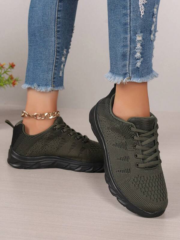 Leichte atmungsaktive Netzstrick Schnürschuhe für Damen, geeignet für Sport, Lässig, Laufen oder Spazierengehen, neue Saison 2023