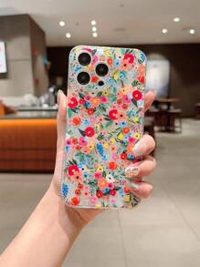 1pc Floral TPU Soft Shell, Wide Precision Hole, Compatible With IPhone 15ProMax/14Plus/13ProMax/12/11/7G/7P/IX/XR/XSMAX