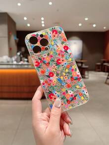 1pc Floral TPU Soft Shell, Wide Precision Hole, Compatible With IPhone 15ProMax/14Plus/13ProMax/12/11/7G/7P/IX/XR/XSMAX