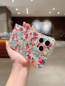 1pc Floral TPU Soft Shell, Wide Precision Hole, Compatible With IPhone 15ProMax/14Plus/13ProMax/12/11/7G/7P/IX/XR/XSMAX