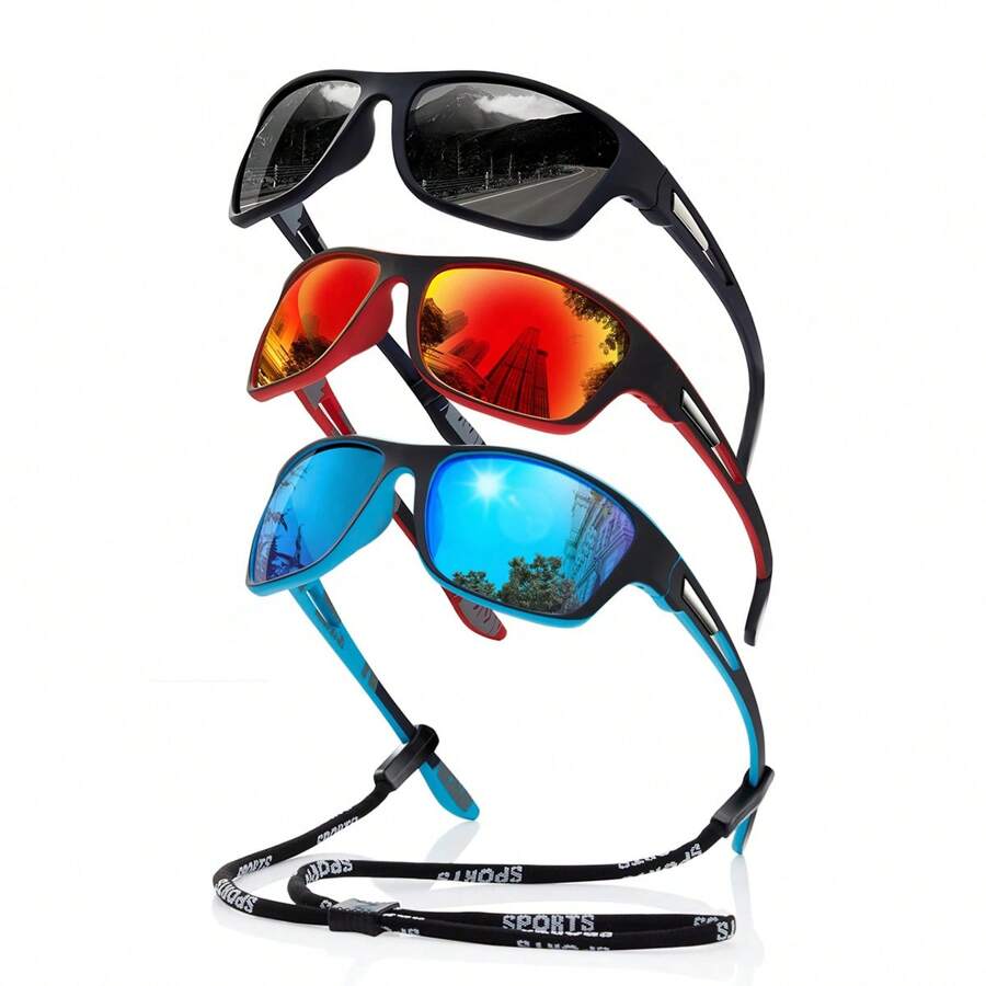 新款时尚运动眼镜，适合骑行、徒步、沙滩等户外活动，男士时尚眼镜，沙滩配饰，打造街头风造型，搭配毛衣、夹克、卫衣、连帽衫、皮裤和工装裤，是夏季海滩度假、户外活动和旅行的理想之选。