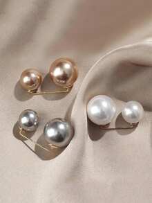 دبوس تشديد الخصر الأنيق المزين بلؤلؤ مزيف للنساء (3 قطع) للزينة اليومية - متعدد الألوان - مشاهدة 8