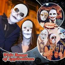 2 piezas de máscaras de papel maché blanco pintadas a mano para bricolaje con rostro completo, máscaras de papel pintadas, máscaras de Halloween de Mardi Gras blancas, máscaras de cara completa para fiestas en blanco para manualidades decorativas y máscaras de carnaval - Blanco - Ver 5