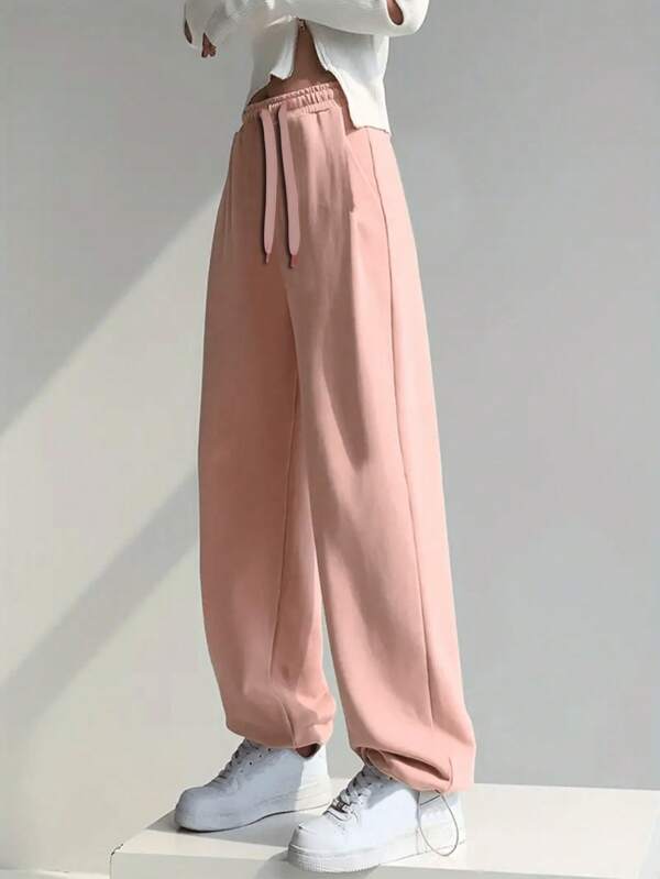 Summer Workout Casual Casual Women's Long Hoodie & Sweatpants Set With Drawstring Elastic Waist For Outdoor Leisure, Running And Fitness