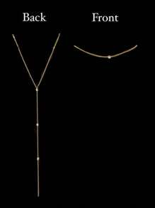 1入迷人的簡約鑽石金背鏈，適用於女士額外長的Y形項鍊、新娘婚禮背景項鍊、時尚經典夏季度假旅行配裙子飾品。 - 金色 - 查看 4