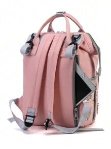 Ba lô in hình cho mẹ có sức chứa lớn đựng tã, túi đựng thai sản thời trang và di động để đi du lịch, có thể treo trên xe đẩy - Hồng - Xem 6