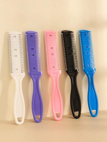 双面双刃理发梳，1支装打薄剃刀梳，打薄梳，细发修剪梳，适用于细软和粗硬发质，5种颜色可选，发刷，梳子，美发工具，理发店美容美发产品及配件，返校季，旅行度假必备，发饰刷，边缘梳，解结梳，梳子，后梳