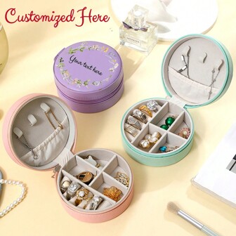 1 pieza Caja de joyería de viaje personalizada con grabado, organizador de joyas grabado con nombre personalizado, estuche de joyería, accesorio de viaje, regalo de almacenamiento de joyas personalizado