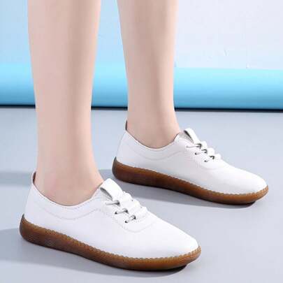 New Flat Slip-On Mom Shoes, Classic Non-Slip Loafers With Soft Comfortable Sole, Elderly Leather Shoes