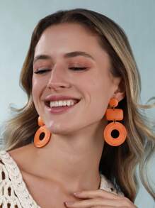 Khuyên tai dài kiểu phương Tây bằng gỗ ghép hình học tự nhiên dành cho nữ, hoàn hảo cho kỳ nghỉ biển, tiệc tùng, du lịch, lễ hội, đeo hàng ngày và làm quà tặng. - trái cam - Xem 5