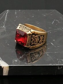 Latest High Quality Plated Gold Stainless Steel Rings For Men Red Stone Rings - Gold Ring - View 6