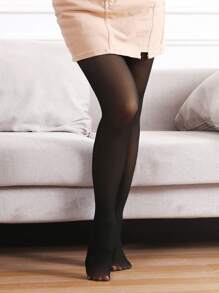 1 quần tất đen dày 200g giữ nhiệt cho nữ, độ đàn hồi cao, trong suốt, cạp cao, quần legging cho mùa thu đông - màu đen - Xem 4