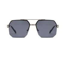 1 pieza Gafas de moda grises para hombre, gafas de media montura cuadradas de moda para conducir, accesorios de playa para adelgazar el rostro, gafas de sol para verano, playa, vacaciones, exterior, viaje - Gris - Ver 6