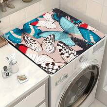 1 tấm thảm chống bụi họa tiết con bướm cho máy giặt và máy sấy, được làm bằng vải đất tảo cát, thảm bảo vệ nhanh khô và thấm hút. Lý tưởng cho ngôi nhà hiện đại, phòng giặt và trang trí nhà bếp. - Nhiều màu - Xem 7