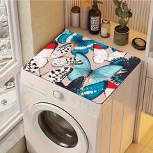 1 tấm thảm chống bụi họa tiết con bướm cho máy giặt và máy sấy, được làm bằng vải đất tảo cát, thảm bảo vệ nhanh khô và thấm hút. Lý tưởng cho ngôi nhà hiện đại, phòng giặt và trang trí nhà bếp. - Nhiều màu - Xem 5