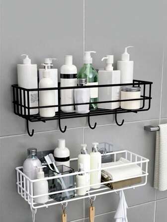 2pcs,Bathroom Storage Rack, Bathroom Wall Hanging Perforation-Free Storage Rack, Bathroom Iron Wall Bathroom Toiletries Rack Home Bathroom Decor Bathroom Organizer Fall Decor Back To School