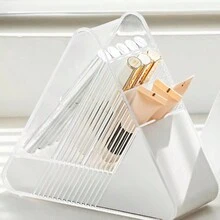 Creative Triangle Multifunctional Pen Holder In Simple Korean Style, Novelty Desk Organizer For Students And Office, New Arrival - White - View 2