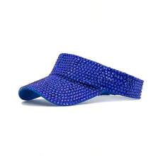 1pc Sparkling Handmade Rhinestone Solid Color Women's Sun Protection Hat Halloween - Multicolor - View 6