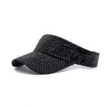 1pc Sparkling Handmade Rhinestone Solid Color Women's Sun Protection Hat Halloween - Multicolor - View 2