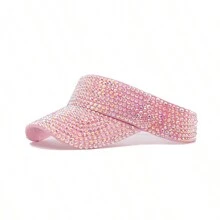 1pc Sparkling Handmade Rhinestone Solid Color Women's Sun Protection Hat Halloween - Multicolor - View 7