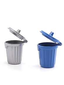 1pc Dollhouse Miniature Metal Trash Can: 1/12 Mini House Replica Decoration Model - Multicolor - View 8