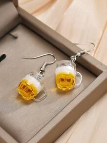 2pcs Novelty Mini Mug Shaped Earrings For Women, Oktoberfest Style