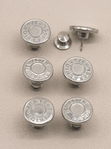 6pcs Seamless Button Extenders For Jeans, Adjustable Waistband Tightener - Silver - View 1